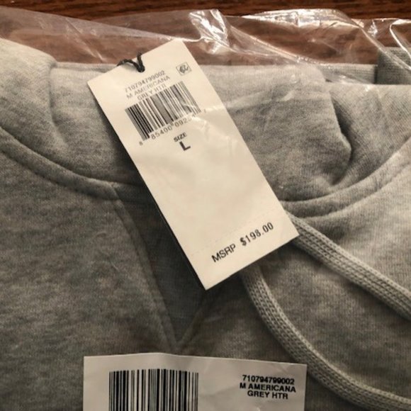 POLO RALPH LAUREN Americana Fleece Grey Hoodie. Embroidered. USA. Size: Large - Picture 4 of 6